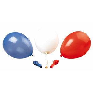 Luftballons einfarbig rot-weiß-blau, 30 Stück