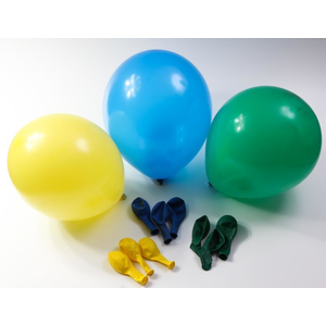 Luftballons einfarbig blau/gelb/grün, 30 Stück