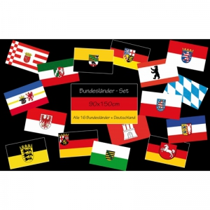Flaggen-Set deutsche Bundesländer, Stoff, 17 Fahnen, 90 x 150 cm